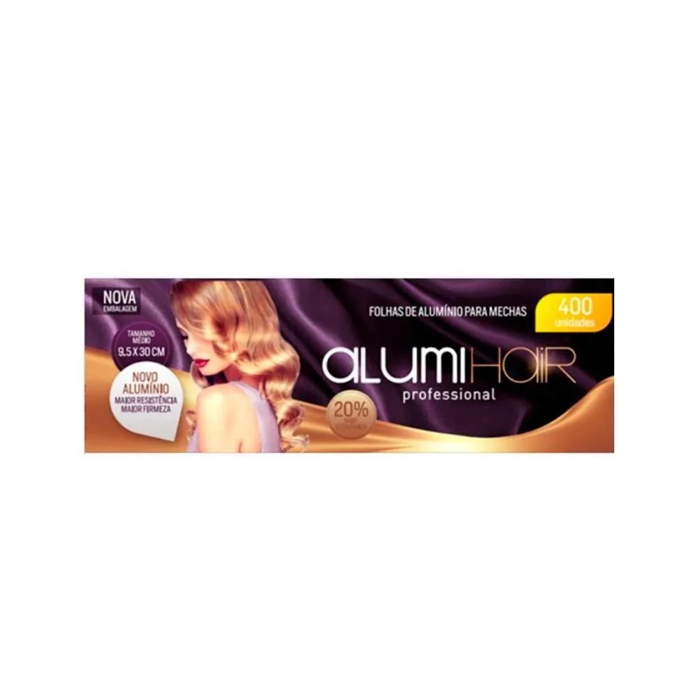 PAPEL ALUMíNIO PARA MECHAS ALUMI HAIR 400 FOLHAS 9,5X30