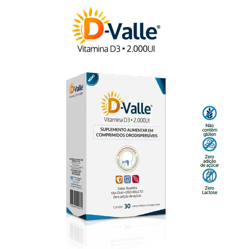 D-Valle Vitamina D3 2.000UI c/ 30 Comprimidos