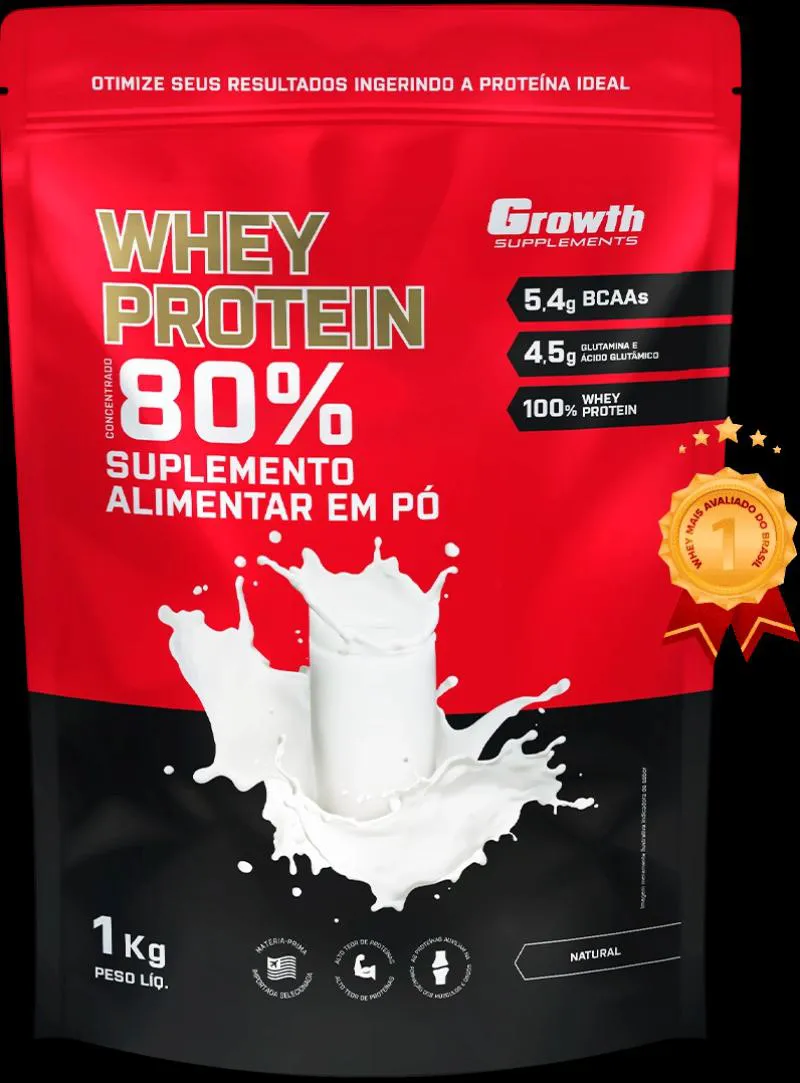 Whey Protein Concentrado 80% Growth Supplements - 1kg Cookies