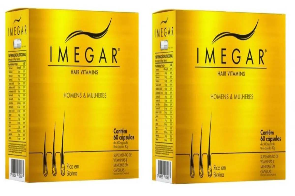 Kit 2 Imegar Hair Vitamins Homens & Mulheres 60Cps - Prowin