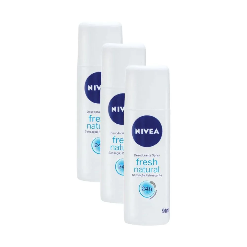 Kit Desodorante Líquido Nivea Natural Fresh 90ml (3 unidades)