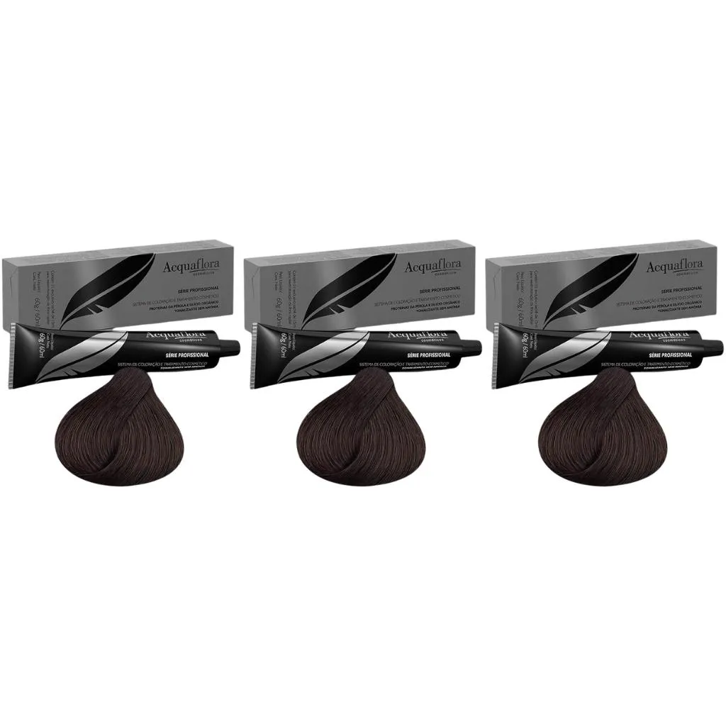 Coloraçao Acquaflora Sem Amonia 3.0 Castanho Escuro -Kit C/3un