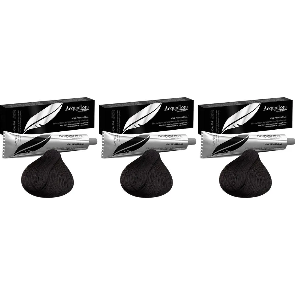 Coloraçao Acquaflora Perm 2.0 Preto 60g-Kit C/3un