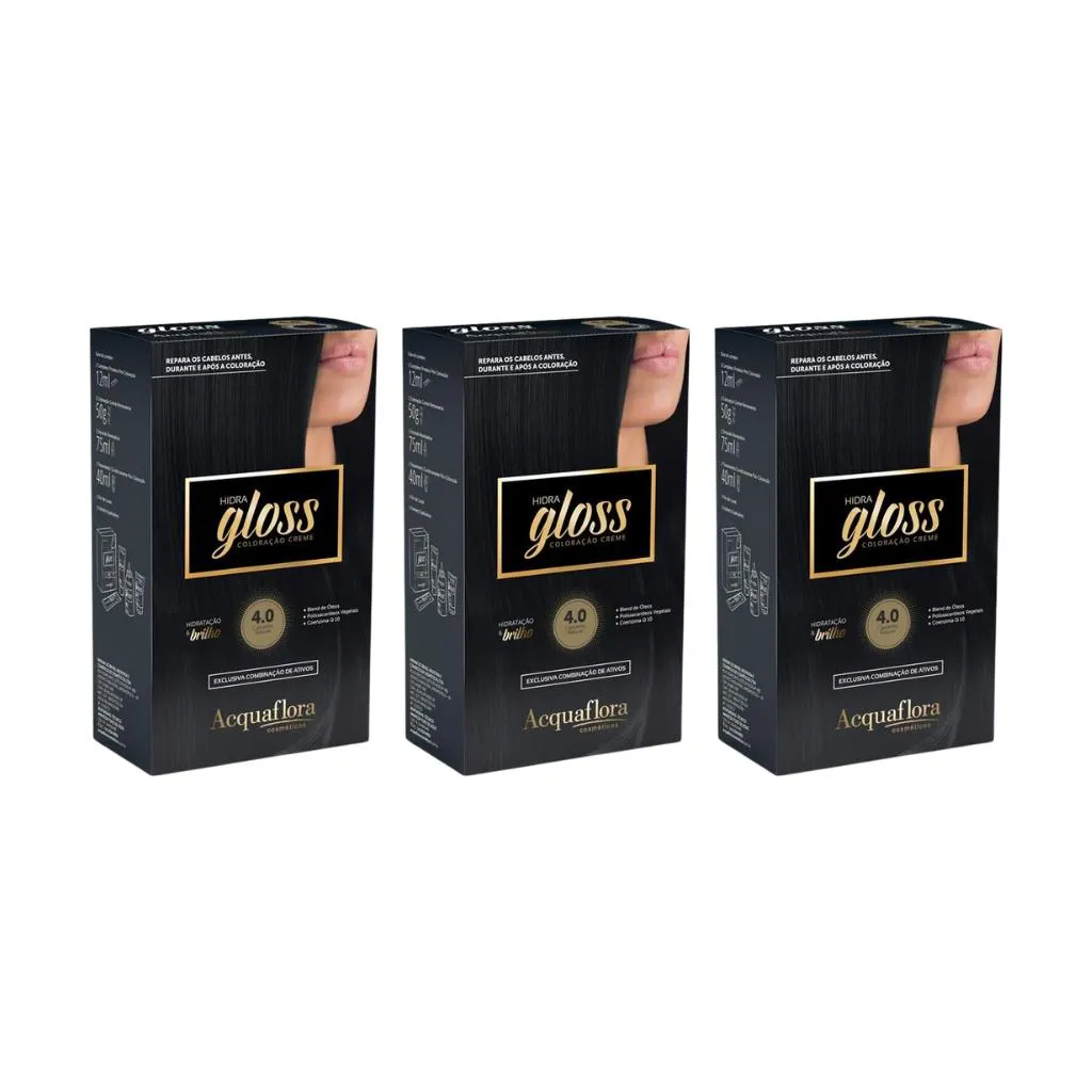 Coloraçao Acquaflora Hidra Gloss 4.0 Cast Natural-Kit C/3un