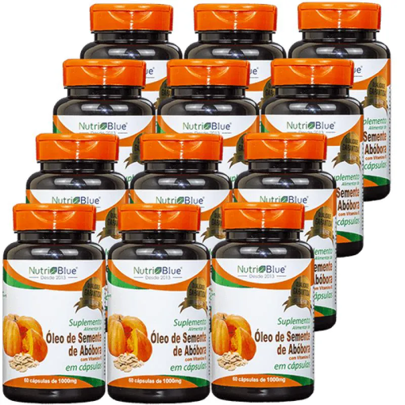 12 Frascos - Óleo de Semente de Abóbora em Cápsulas Nutriblue