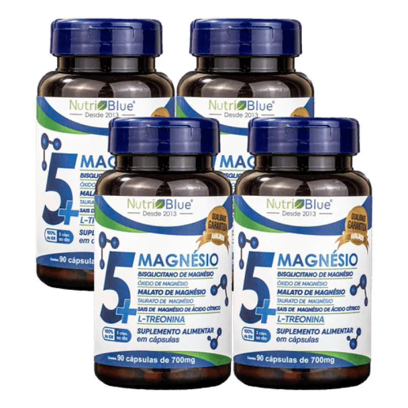 4 Frascos - 5+ Magnésio Nutriblue