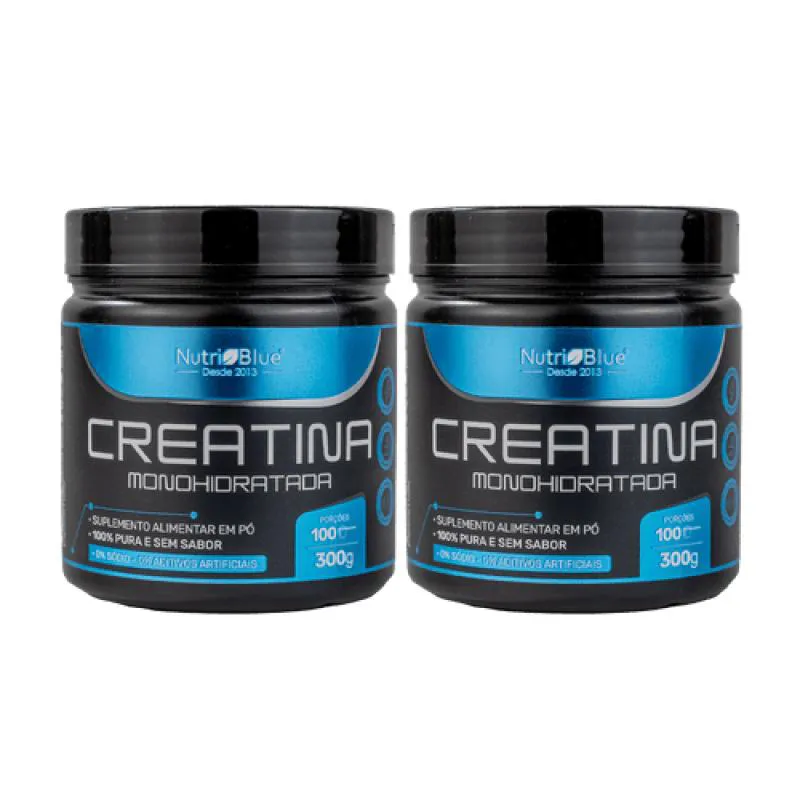 2 Frascos - Creatina 300g Nutriblue (100% Pura e sem Sabor)