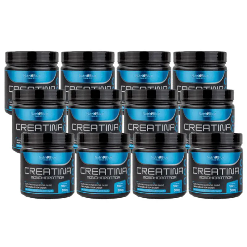 12 Frascos - Creatina 300g Nutriblue (100% Pura e sem Sabor)