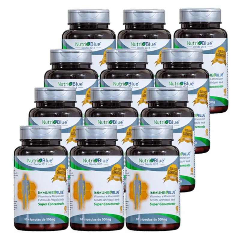 12 Frascos - Immune Blue (Vitaminas e Minerais com Extrato de Própolis Verde)