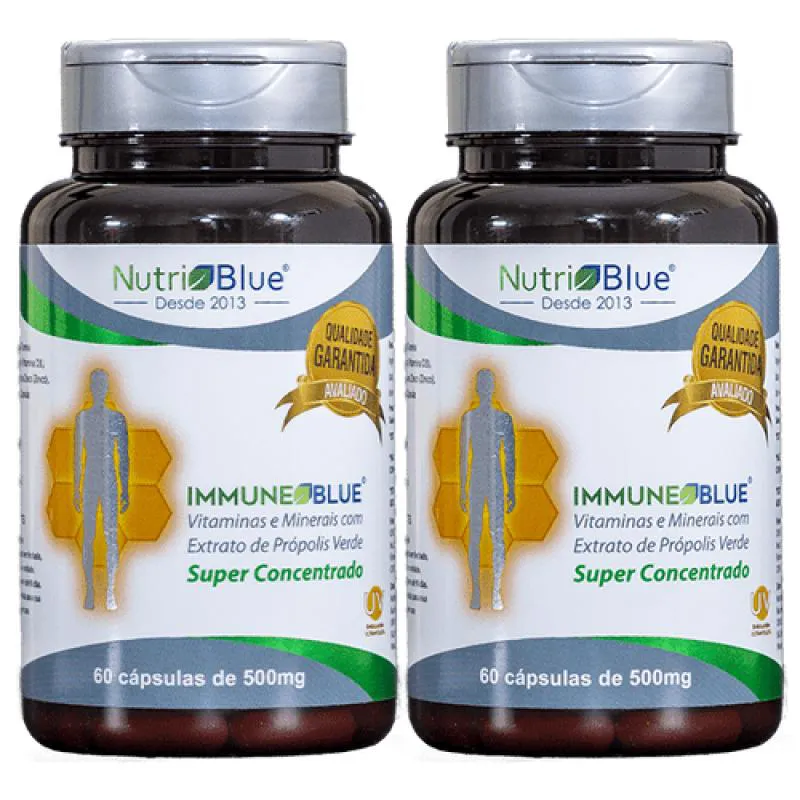 2 Frascos - Immune Blue (Vitaminas e Minerais com Extrato de Própolis Verde)