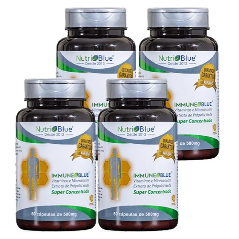 4 Frascos - Immune Blue (Vitaminas e Minerais com Extrato de Própolis Verde)