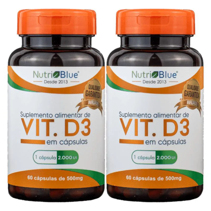 2 Frascos - Vitamina D3 em Cápsulas Nutriblue (2.000UI por Cápsula)