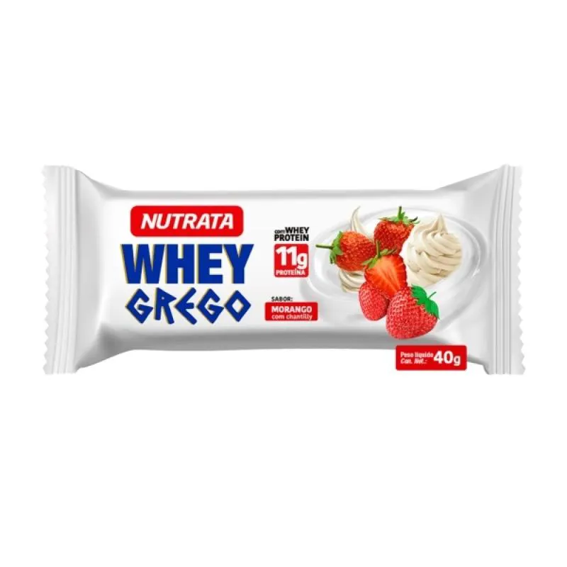 Whey Grego Bar (40g) - Sabor: Morango com Chantilly