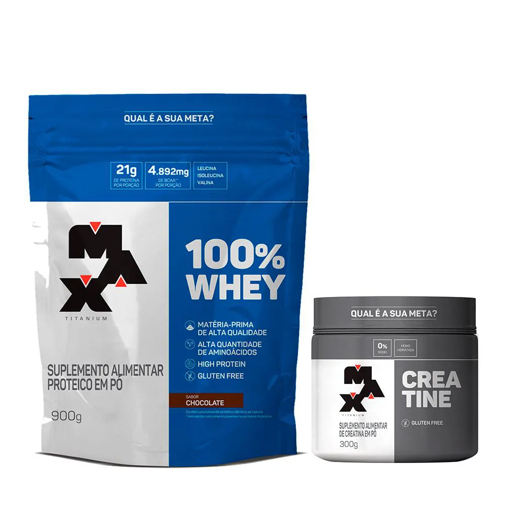 WHEY PROTEIN 100% REFIL + CREATINA MAXTITANIUM 300G - CHOCOLATE