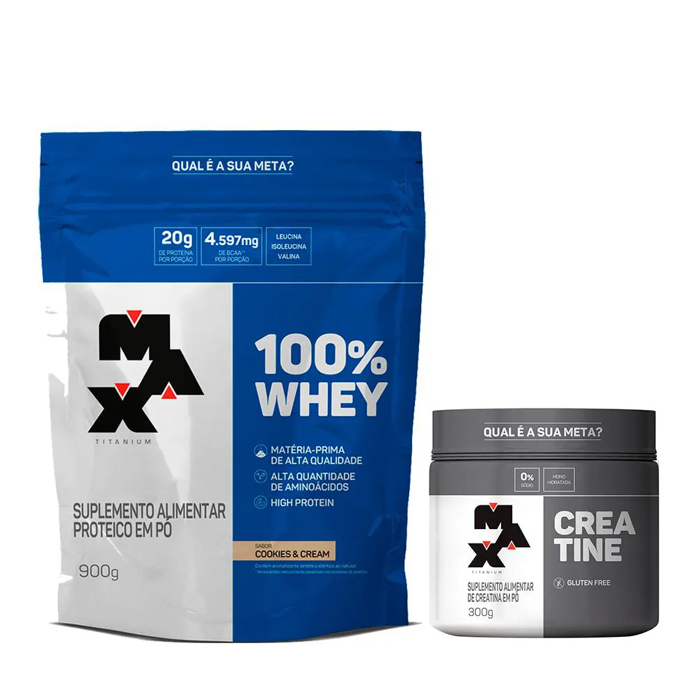 WHEY PROTEIN 100% REFIL + CREATINA MAXTITANIUM 300G - COOKIES