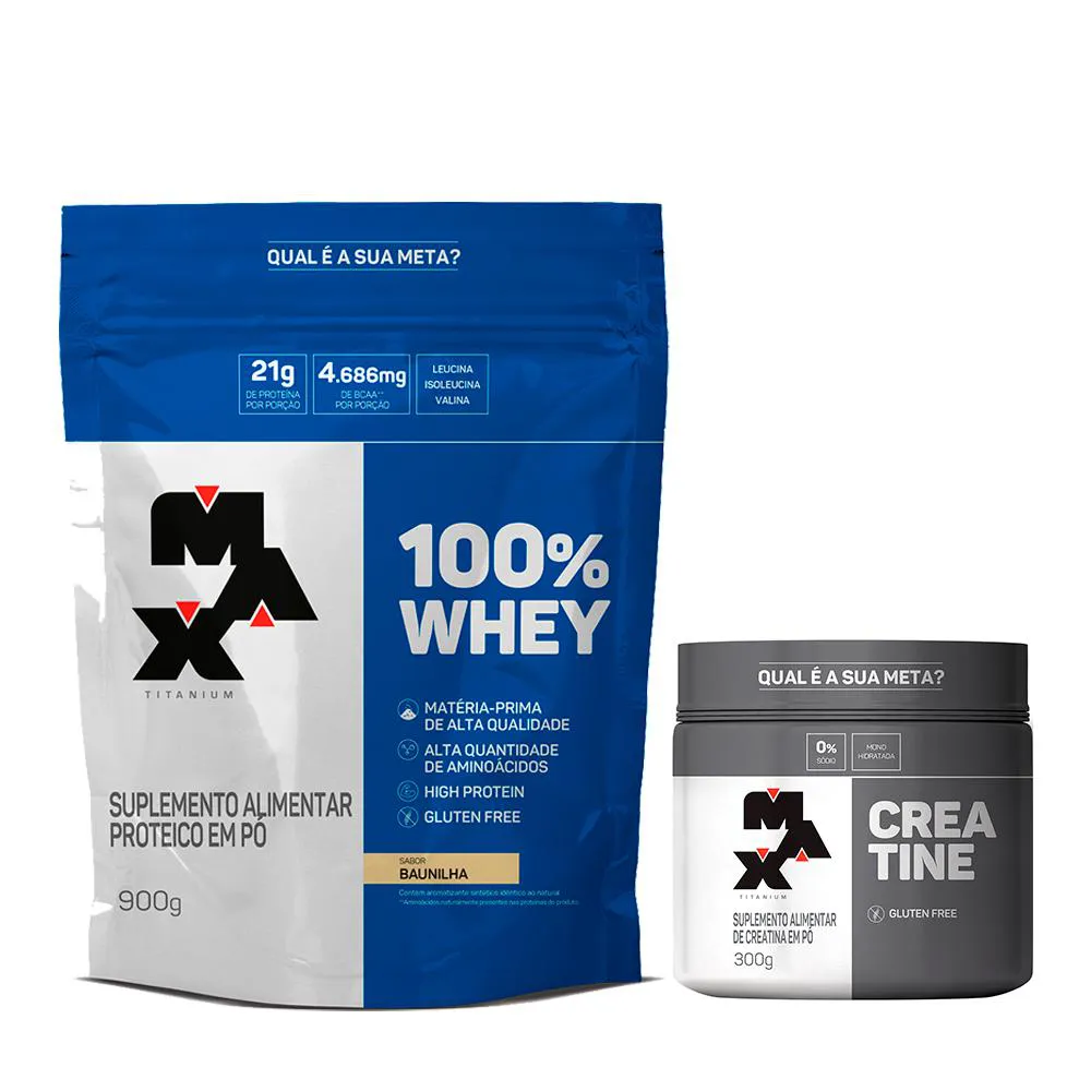 WHEY PROTEIN 100% REFIL + CREATINA MAXTITANIUM 300G - BAUNILHA