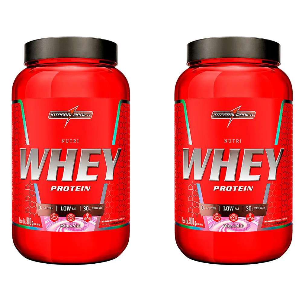 KIT 2X NUTRI WHEY POTE 900G CADA MORANGO - MORANGO