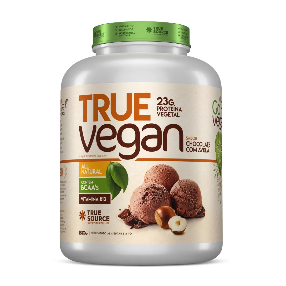 PROTEINA TRUE VEGAN 1810G - CHOCOLATE COM AVELÃ