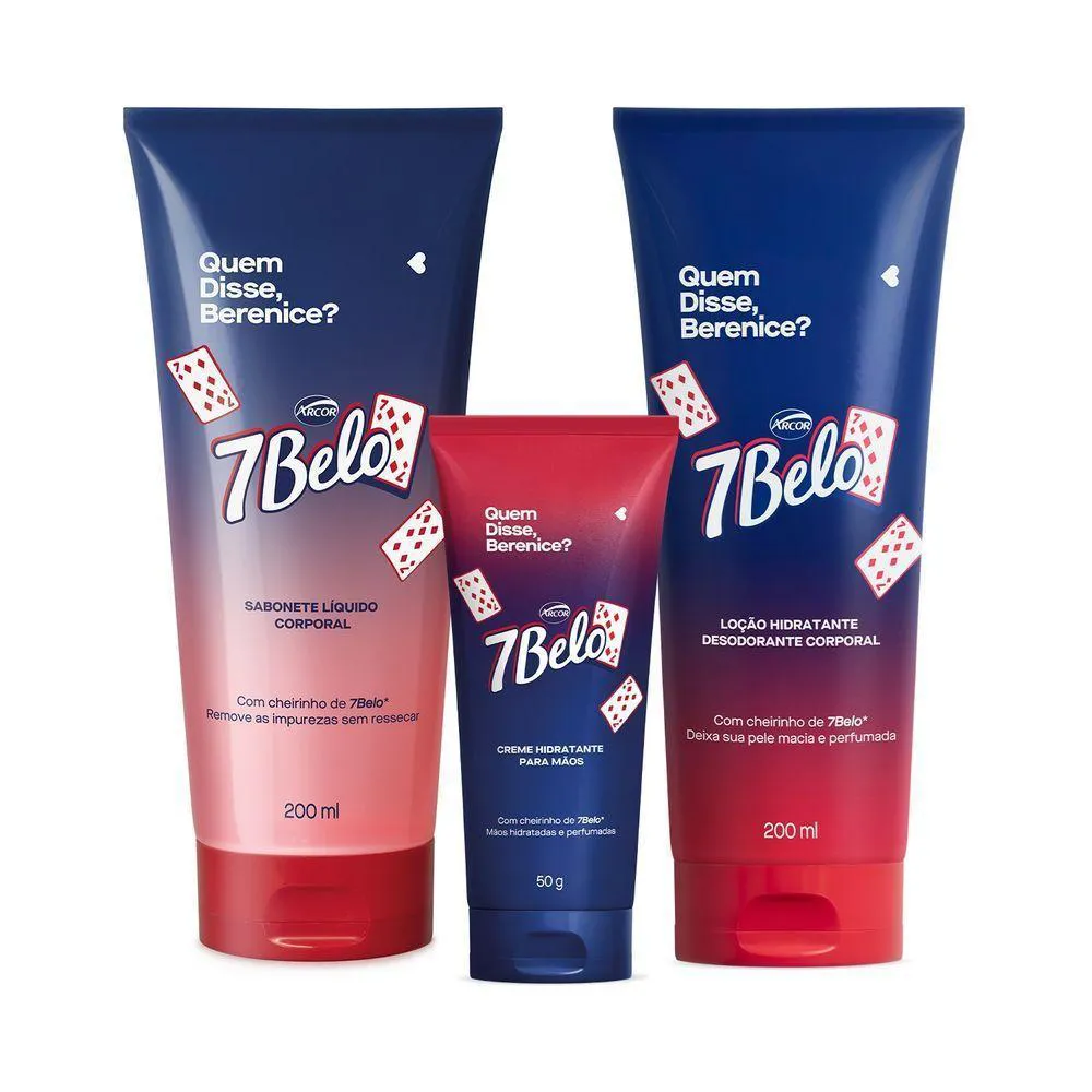 Combo Qdb 7belo: Sabonete Líquido 200ml + Loção Corporal 200ml + Creme Para Mãos 50g