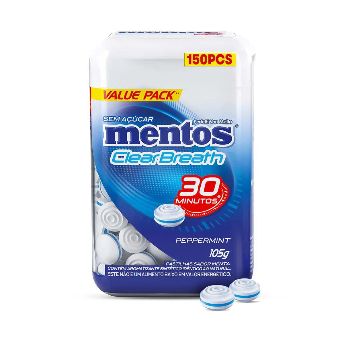 Pastilha Mentos Clear Breath Peppermint com 105g