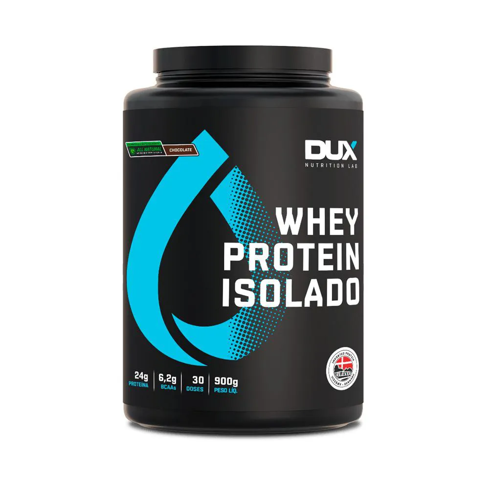 Whey Protein Isolado All Natural Chocolate Pote 900g Dux Nutrition