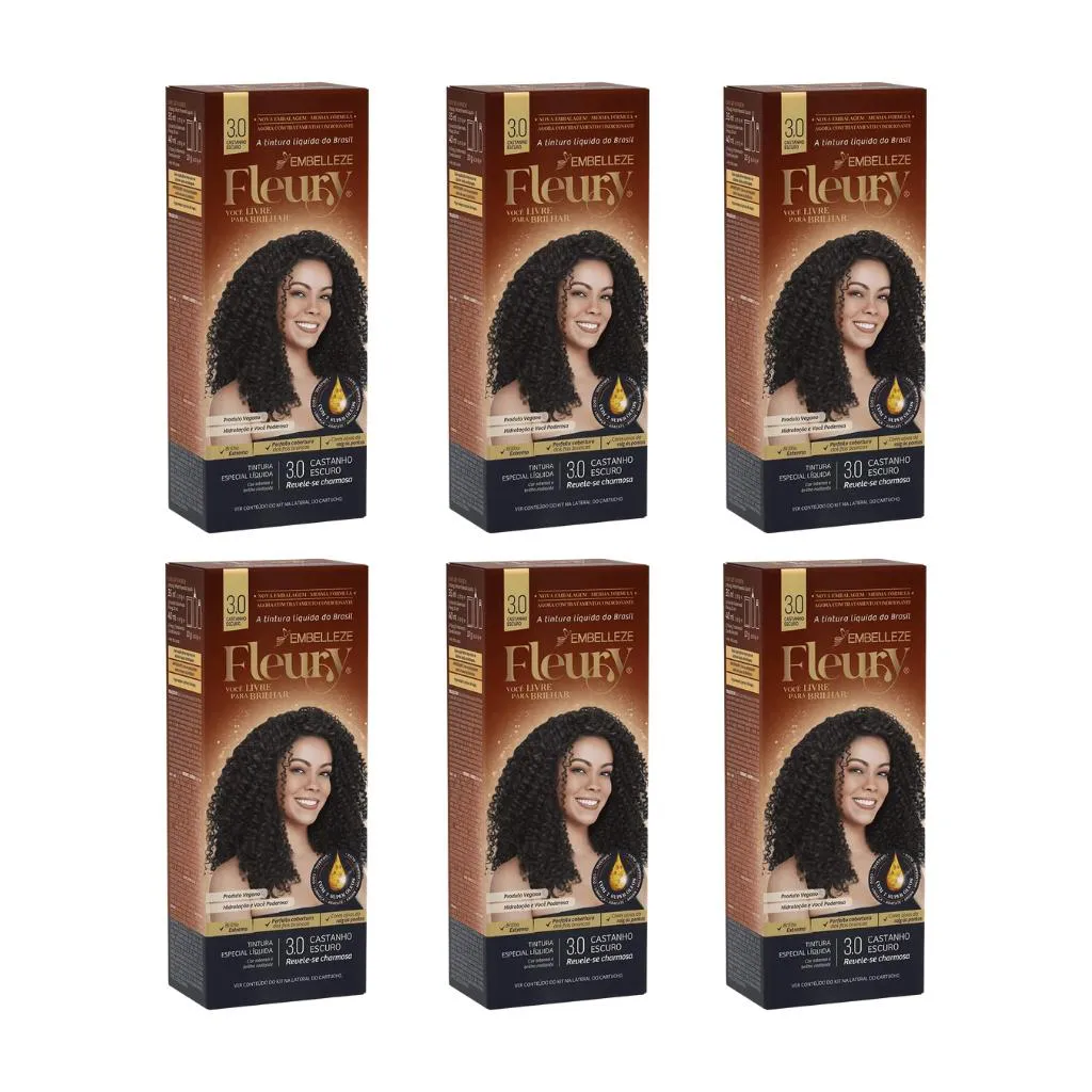 Coloraçao Fleury 3.0 Castanho Escuro - Kit C/ 6un