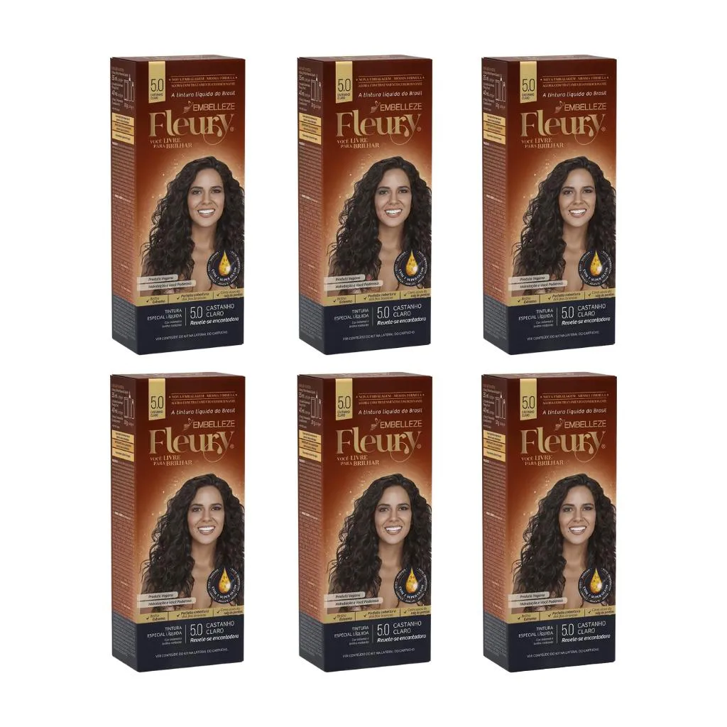 Coloraçao Fleury 5.0 Castanho Claro - Kit C/ 6un