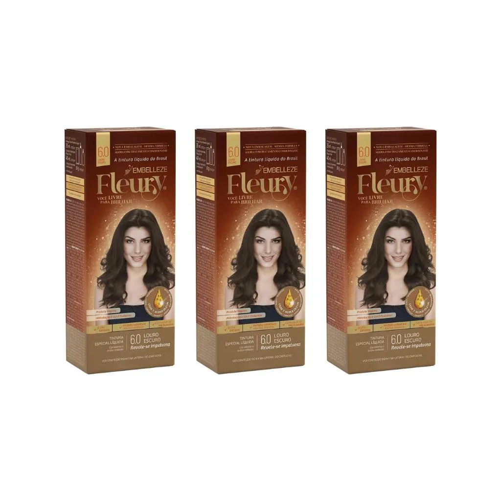 Coloraçao Fleury 6.0 Louro Escuro - Kit C/ 3un