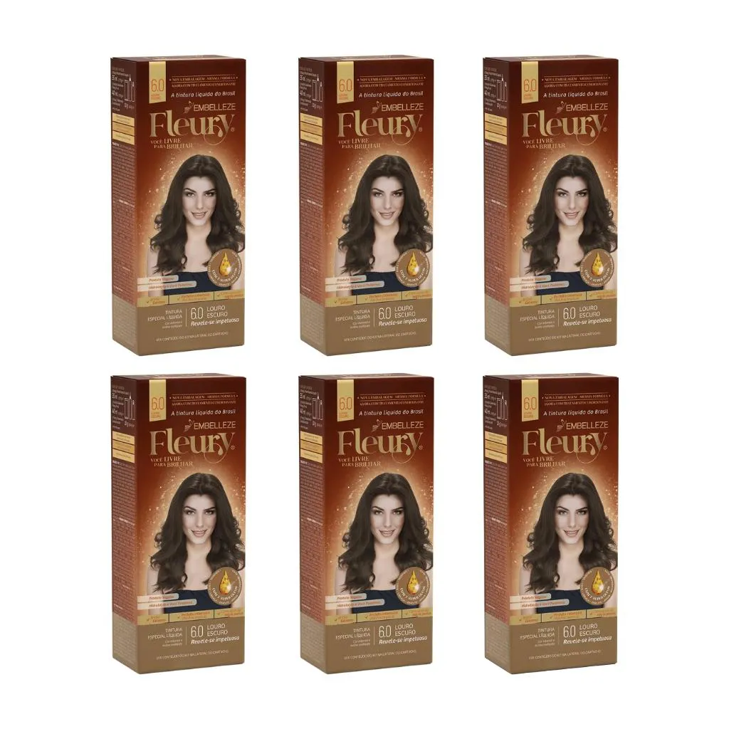 Coloraçao Fleury 6.0 Louro Escuro - Kit C/ 6un