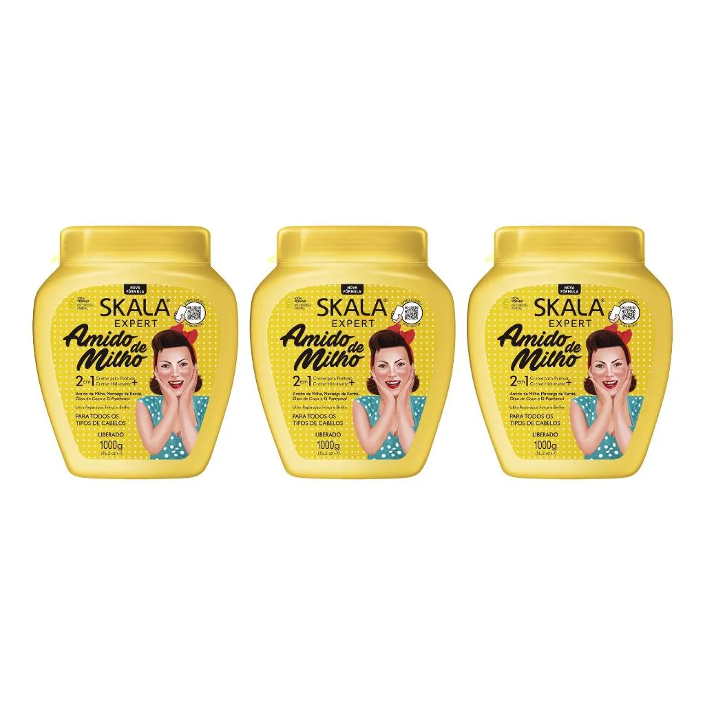 Creme Skala 1kg Amido de Milho-Kit C/3un