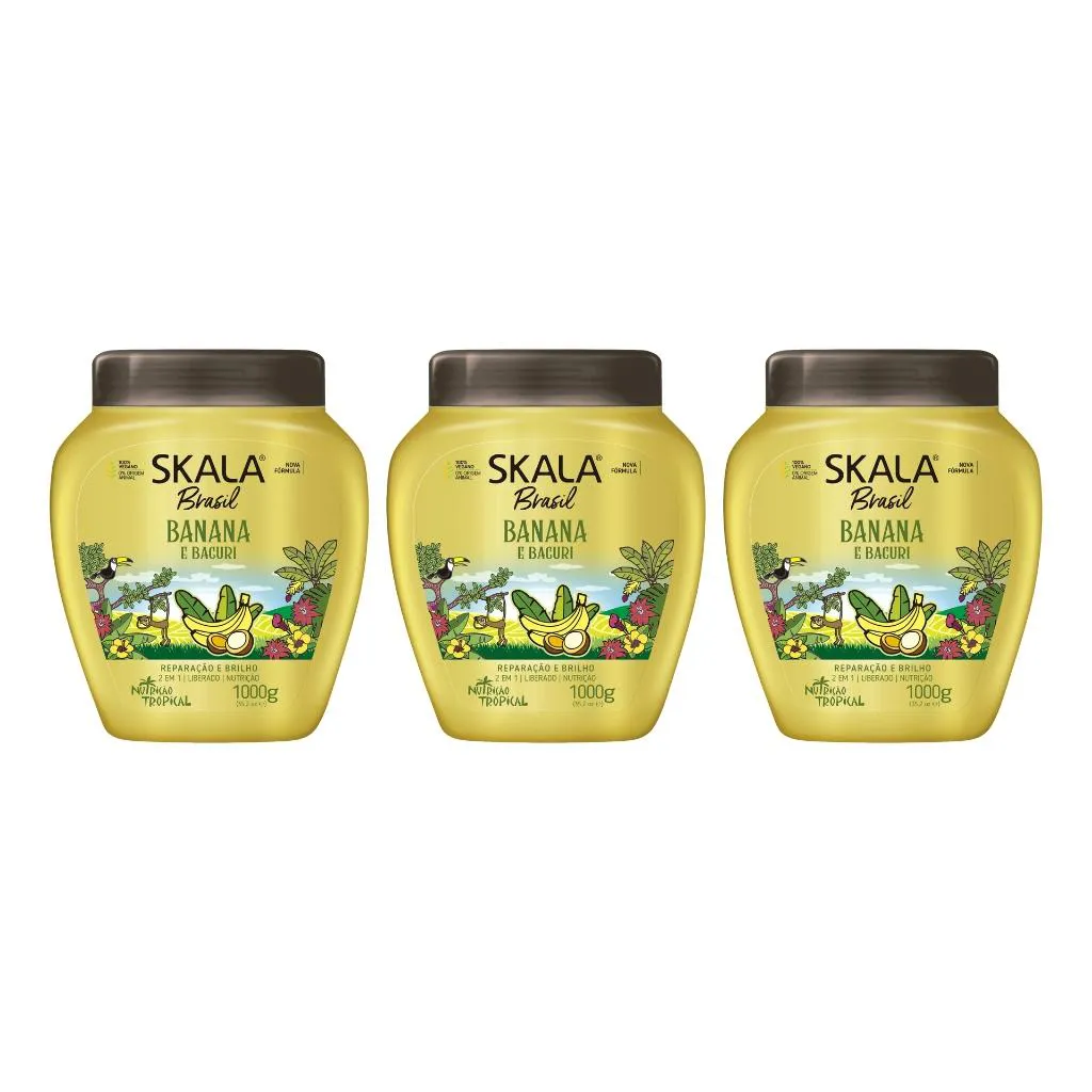 Creme Skala 1kg Banana e Bacuri-Kit C/3un