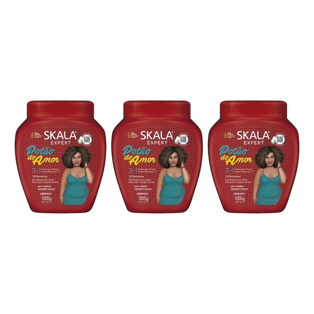 Creme Skala 1kg Potão do Amor 18 Elementos-Kit C/3un