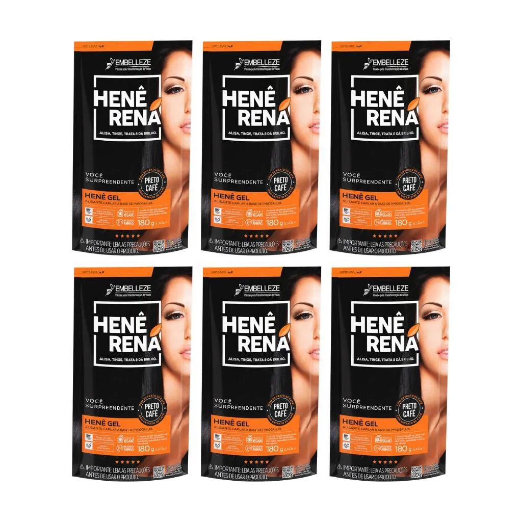 Hene Rena 180g Preto Cafe - Kit C/ 6un