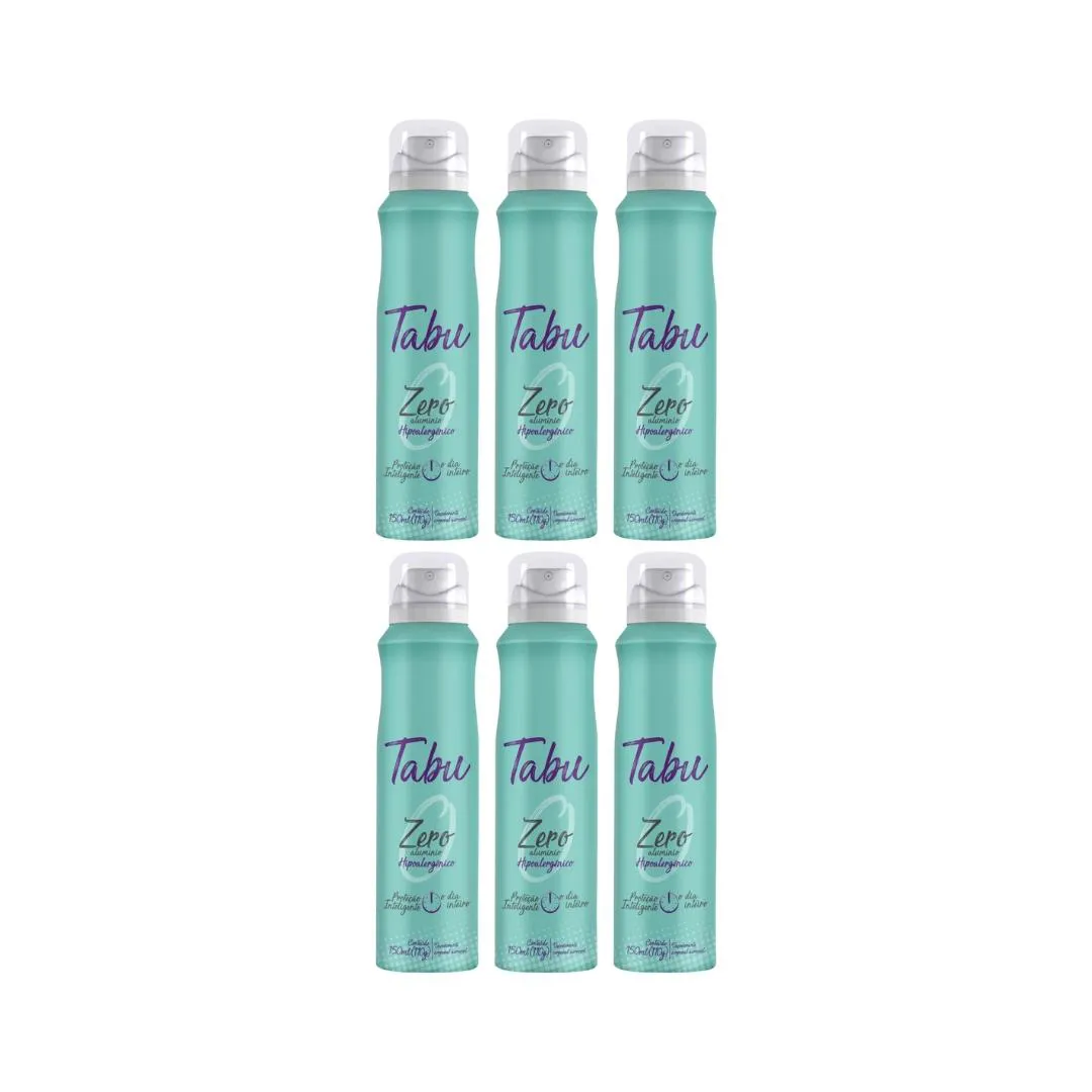 Desodorante Aero Tabu  Antitr Zero Aluminio 150ml- Kit C/6un