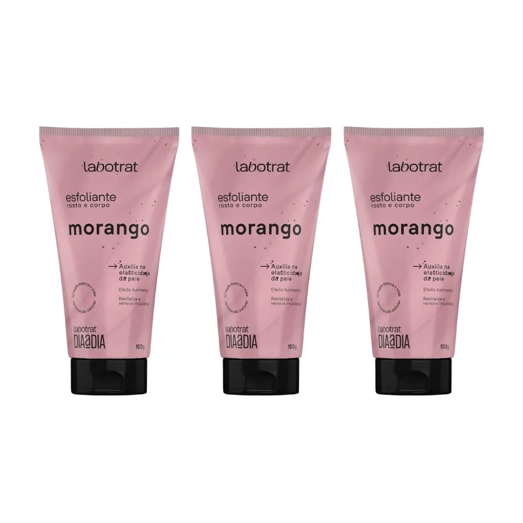 Esfoliante Labotrat Corpo e Rosto 150g Morango - Kit C/ 3un