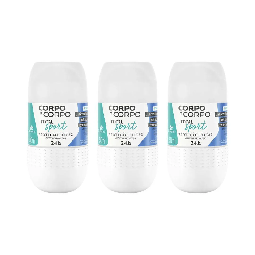 Desodorante Roll-On Corpo A Corpo Sport 50ml - Kit C/ 3un