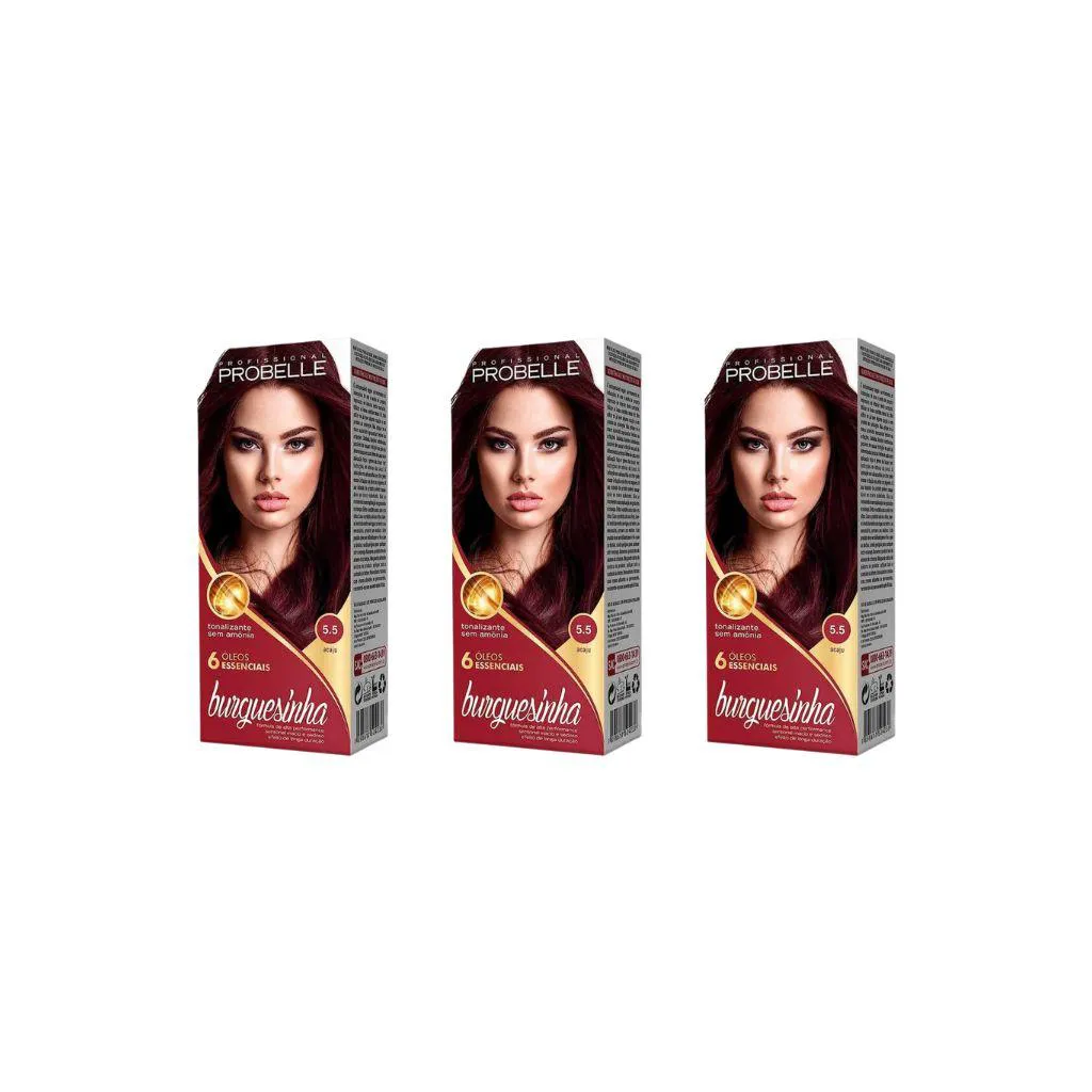 Coloraçao Probelle Burguesinha 5.5 Acaju Kit C/ 3un