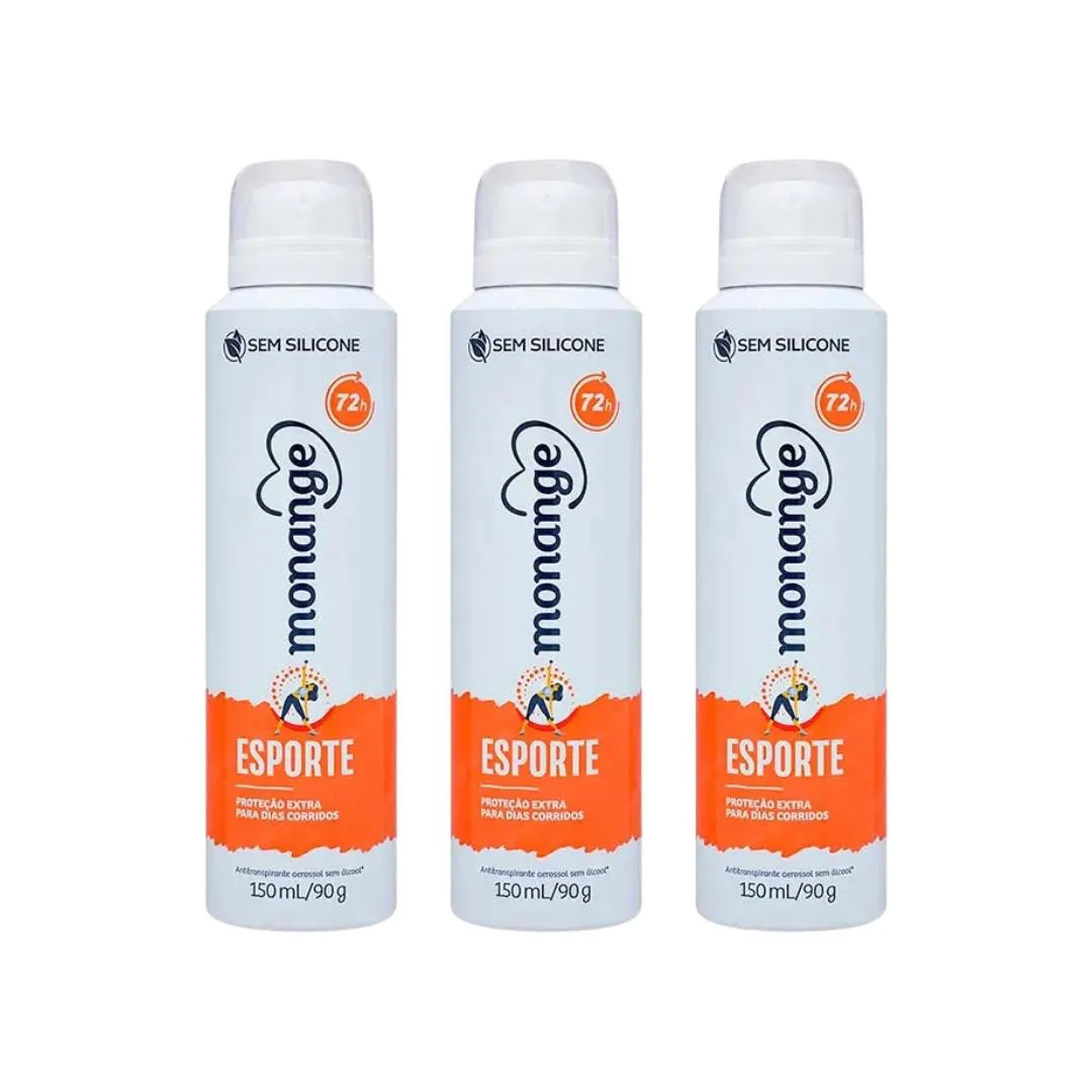 Desodorante Aero Monange 150ml Esporte - Kit C/3un