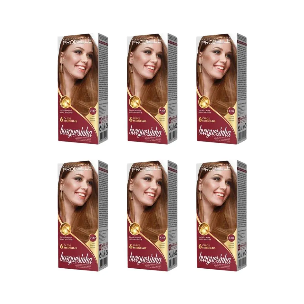 Coloraçao Probelle Burguesinha 7.37 Lou Dou Marrom-Kit C/6un