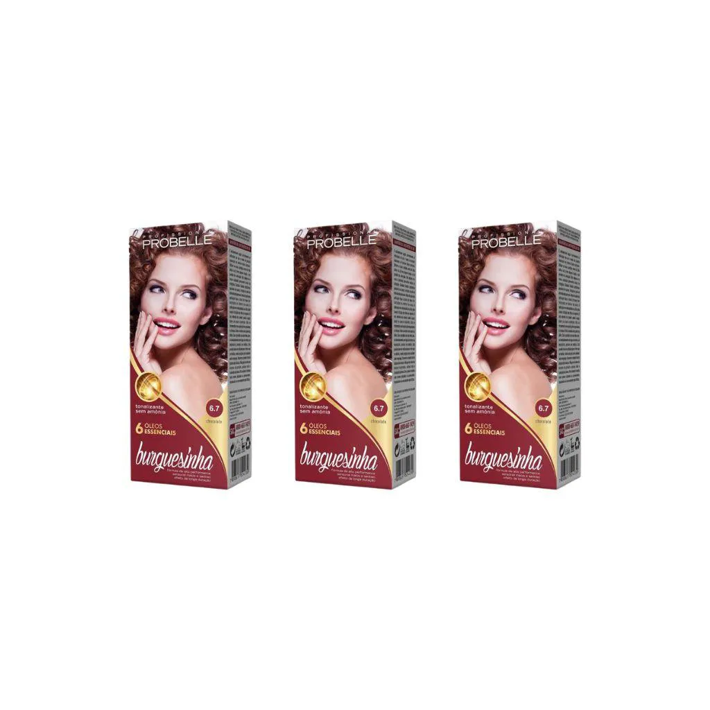 Coloraçao Probelle Burguesinha 6.7 chocolate - Kit C/3un