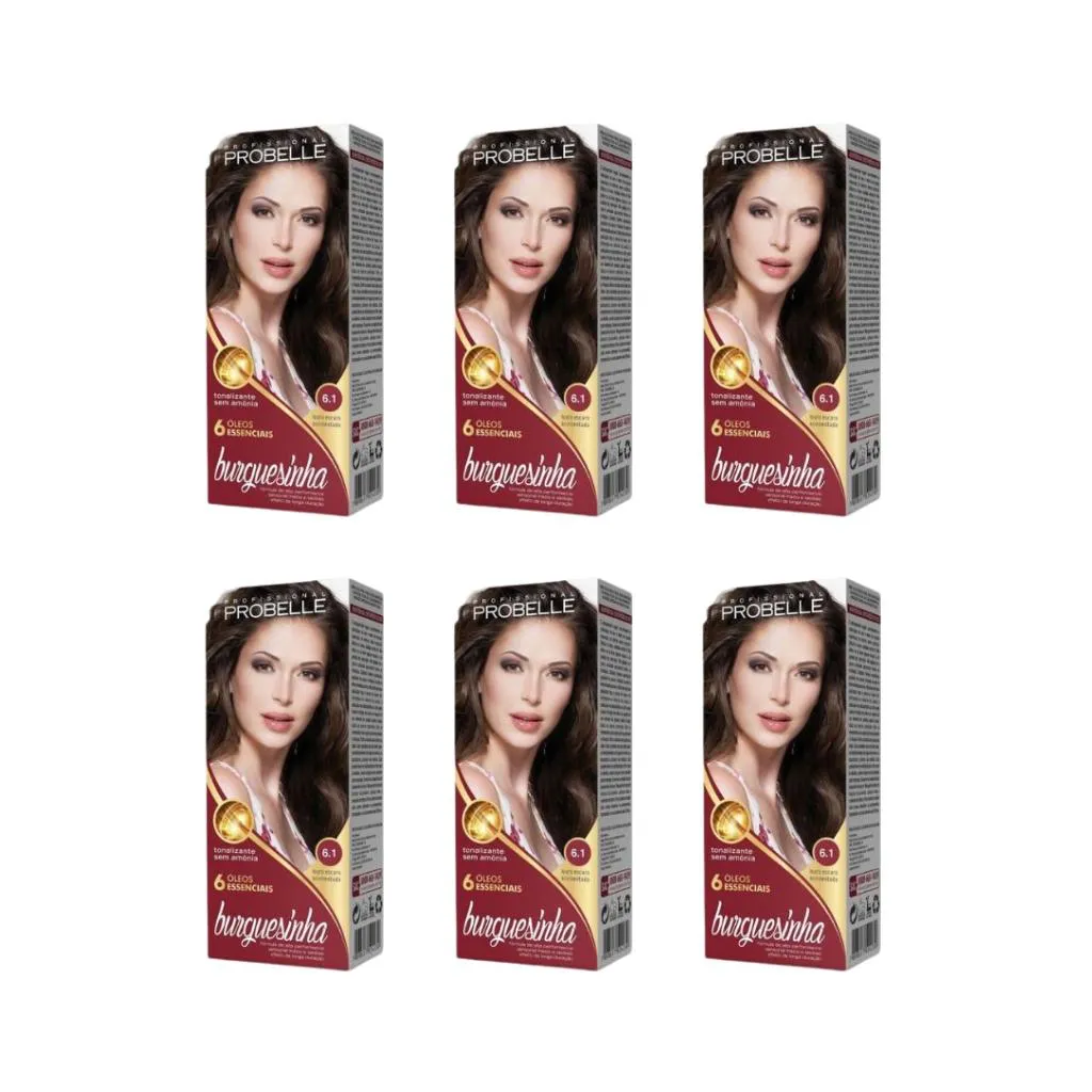 Coloraçao Probelle Burguesinha 6.1 Louro Escuro Acinz-Kit C/6un