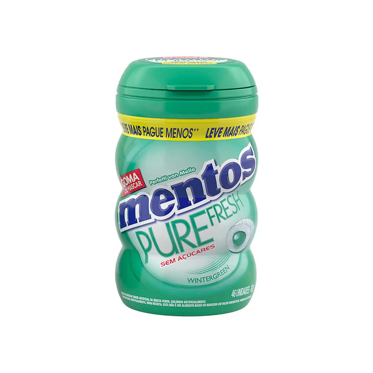 Mentos Pure Fresh Chiclete Sem Açúcar Sabor Wintergreen com 46 unidades