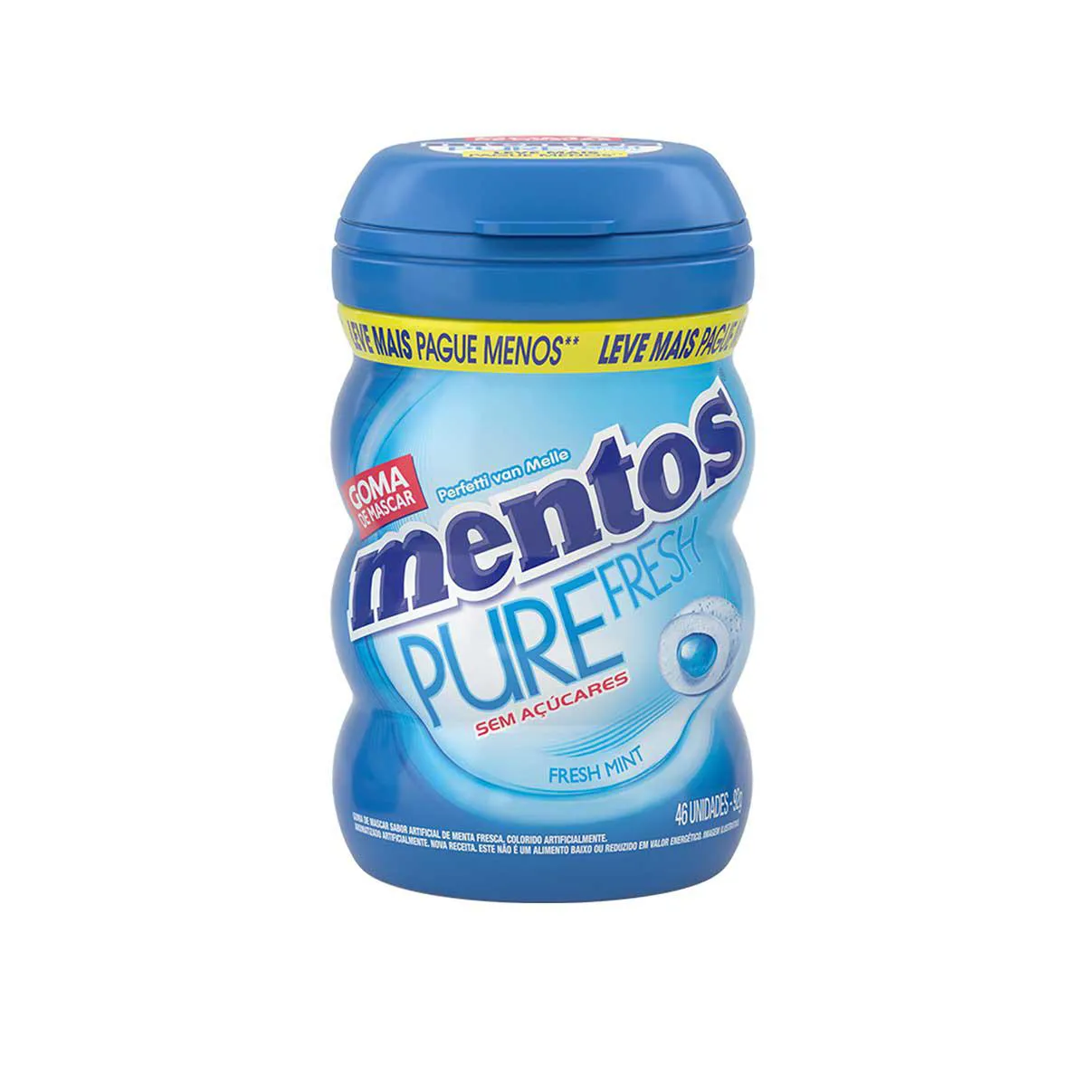 Mentos Pure Fresh Chiclete Sem Açúcar Sabor Fresh Mint com 46 unidades