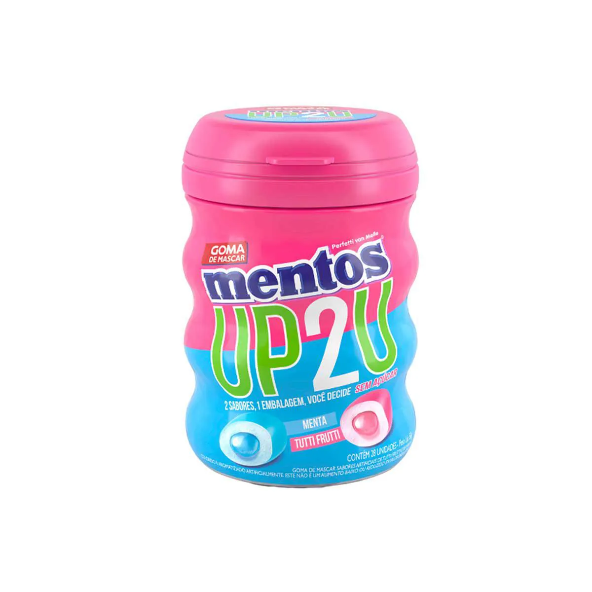 Mentos Up2U Chiclete Sem Açúcar Sabor Menta e Tutti-Frutti com 28 unidades