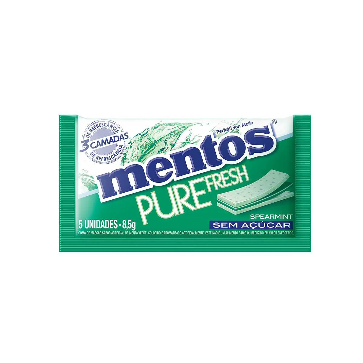 Mentos Pure Fresh Chiclete Sem Açúcar Sabor Spearmint com 5 unidades