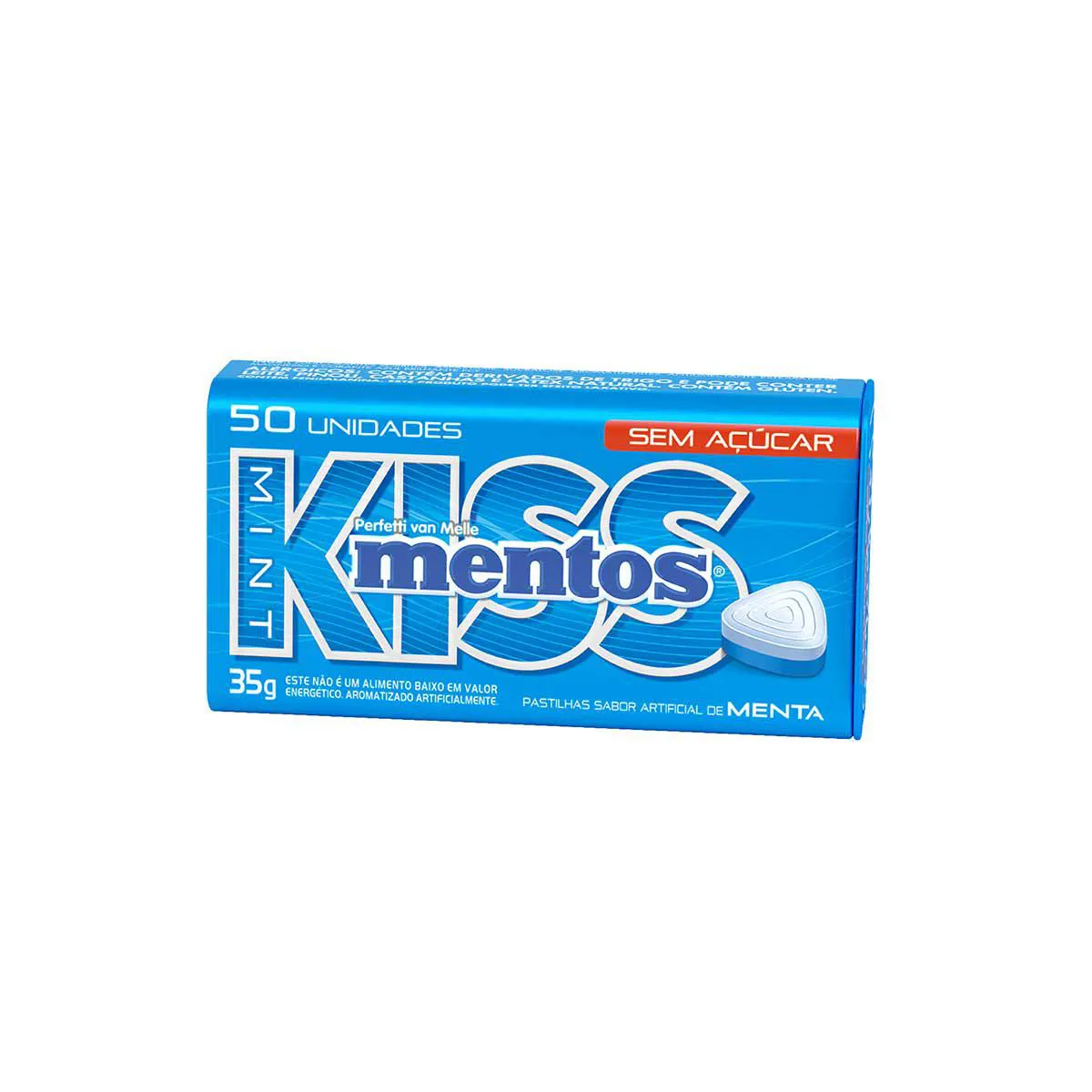 Bala Kiss Mentos Sabor Menta Sem Açúcar com 50 unidades