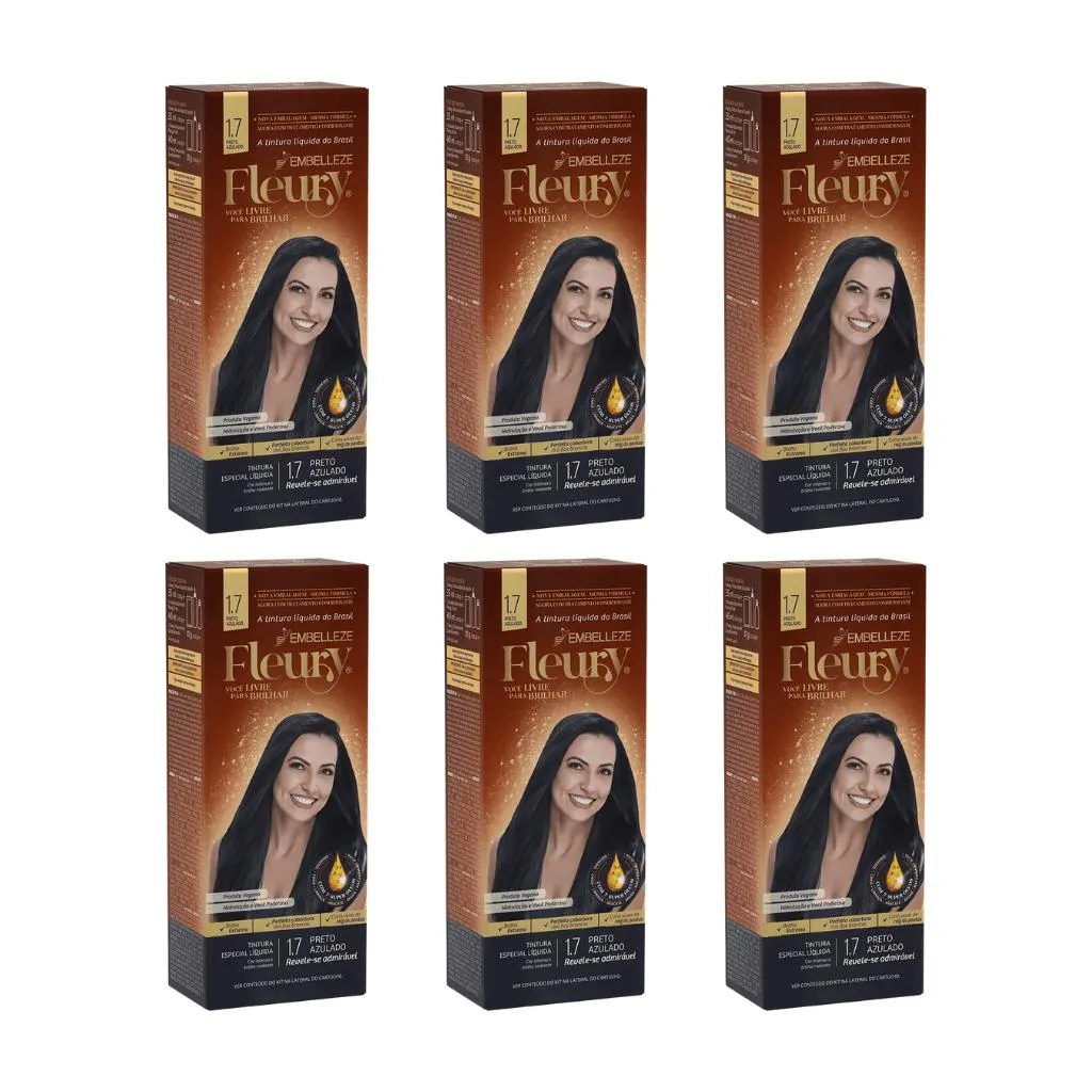 Coloraçao Fleury 1.7 Preto Azulado - Kit C/ 6un