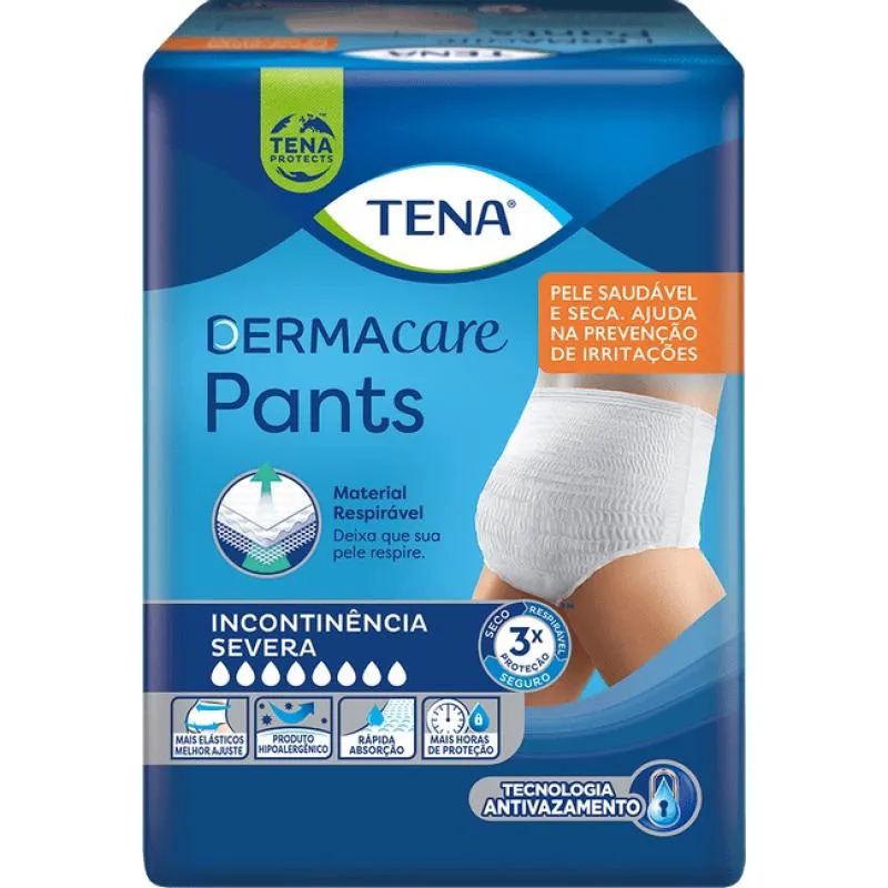 Roupa Intima Tena Pants Dermacare Tamanho P/M Fralda Adulto Unissex 8 Unidades Descartaveis