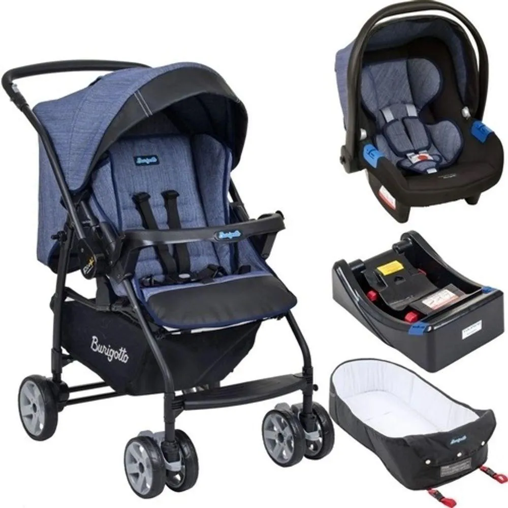 Carrinho Rio K + Cadeira Touring X Azul + Base + Ninho