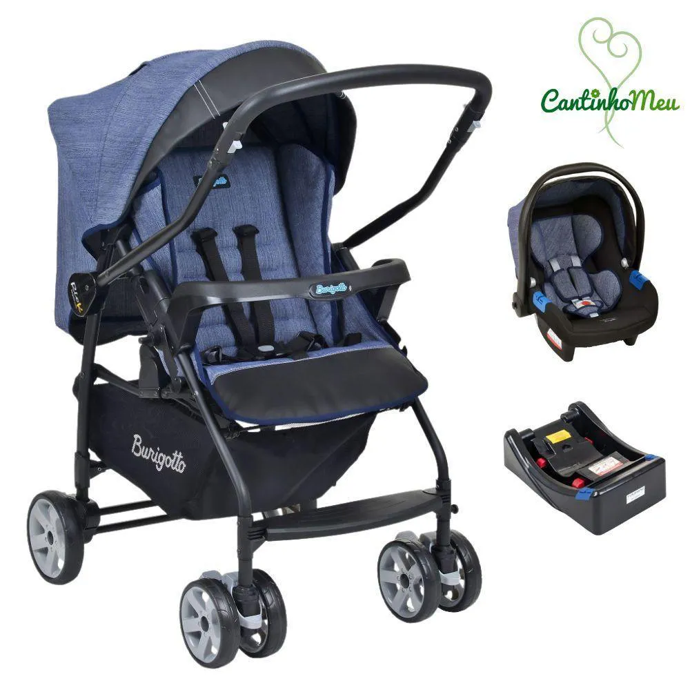 Carrinho Rio K + Cadeira Touring X Mesclado Azul + Base